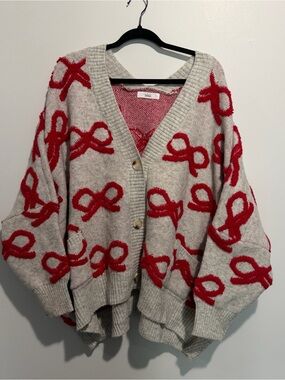 Shop Talulah Eloise Bow Cardigan Red Bow Gray Size L